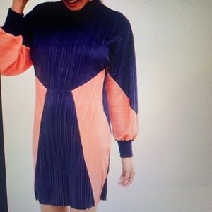 ASOS design navy/coral plisse dress US Sz 6